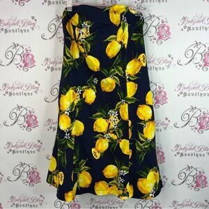 Smashed lemon skirt lemons 🍋Vibrant Lemon Print A-Line Skirt Black and Yellow